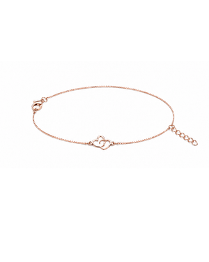 Hilver Rose Gold Interlocking Open Heart Charm Bracelet, view 1