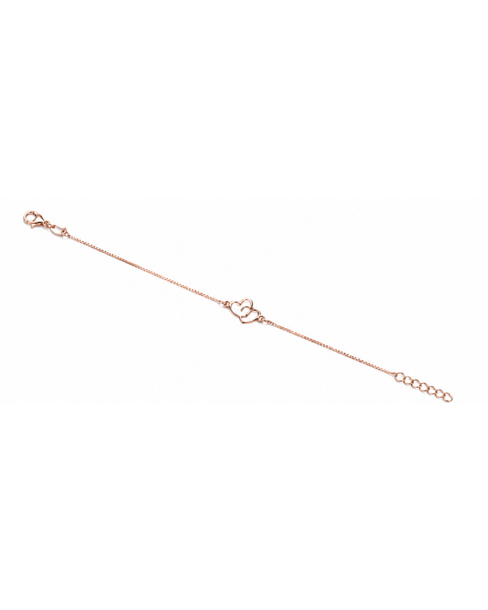 Hilver Rose Gold Interlocking Open Heart Charm Bracelet, view 2