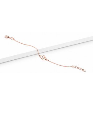 Hilver Rose Gold Interlocking Open Heart Charm Bracelet, view 3