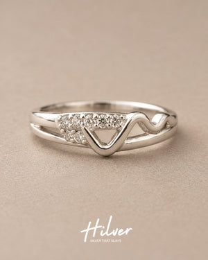 Silver Wavy Contour Micro Pave CZ Ring, view 2
