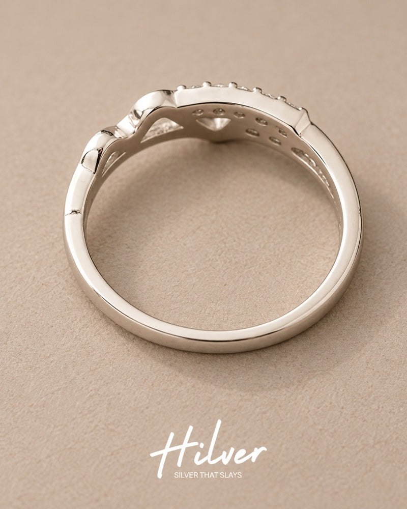 Silver Wavy Contour Micro Pave CZ Ring, view 3