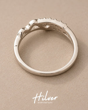 Silver Wavy Contour Micro Pave CZ Ring, view 3