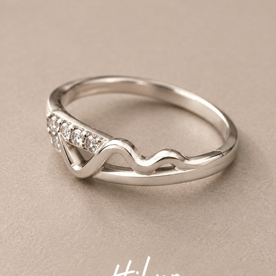 Silver Wavy Contour Micro Pave CZ Ring