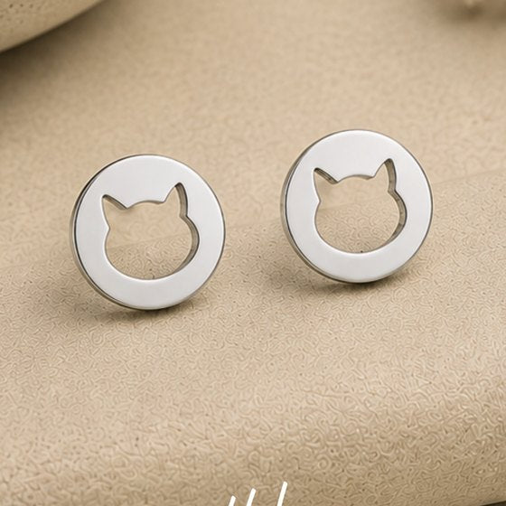 Silver Hollow Circle Cutout Stud Earrings