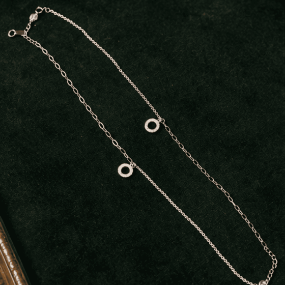 Hilver Sterling Silver Circle Halo CZ Charm Anklet
