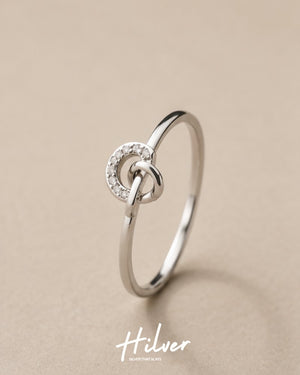 Silver Interlocking Twin Open Hearts Ring, view 1