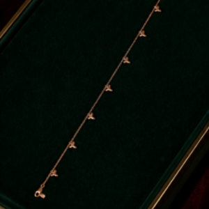 Hilver Rose Gold Butterfly Charm Station Anklet, view 1