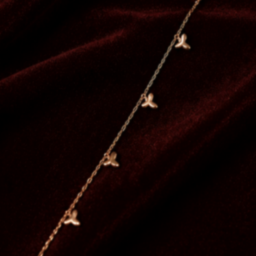 Hilver Rose Gold Butterfly Charm Station Anklet, view 2
