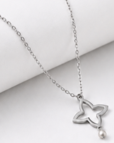 Hilver Sterling Silver Cutout Monogram Motif Pendant Necklace, view 2
