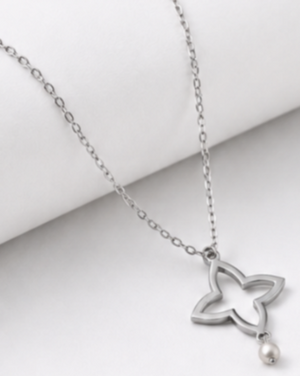 Hilver Sterling Silver Cutout Monogram Motif Pendant Necklace, view 2