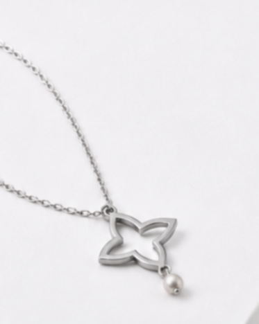 Hilver Sterling Silver Cutout Monogram Motif Pendant Necklace, view 3