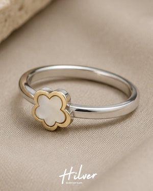Silver Mother of Pearl Flower Ring, view 3