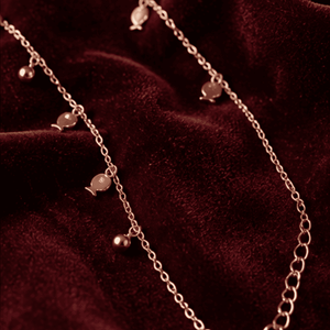 Hilver Rose Gold Fish Charm and CZ Station Anklet, view 2