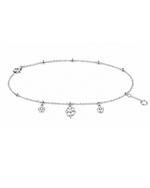 Hilver Sterling Silver Four Leaf Clover and Bezel CZ Station Bracelet, view 1