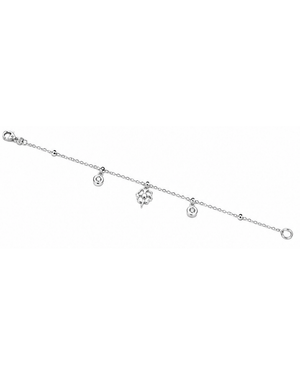 Hilver Sterling Silver Four Leaf Clover and Bezel CZ Station Bracelet, view 2