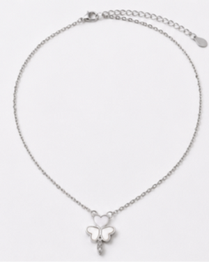 Hilver Sterling Silver Mother of Pearl Heart Clover Pendant Necklace, view 1