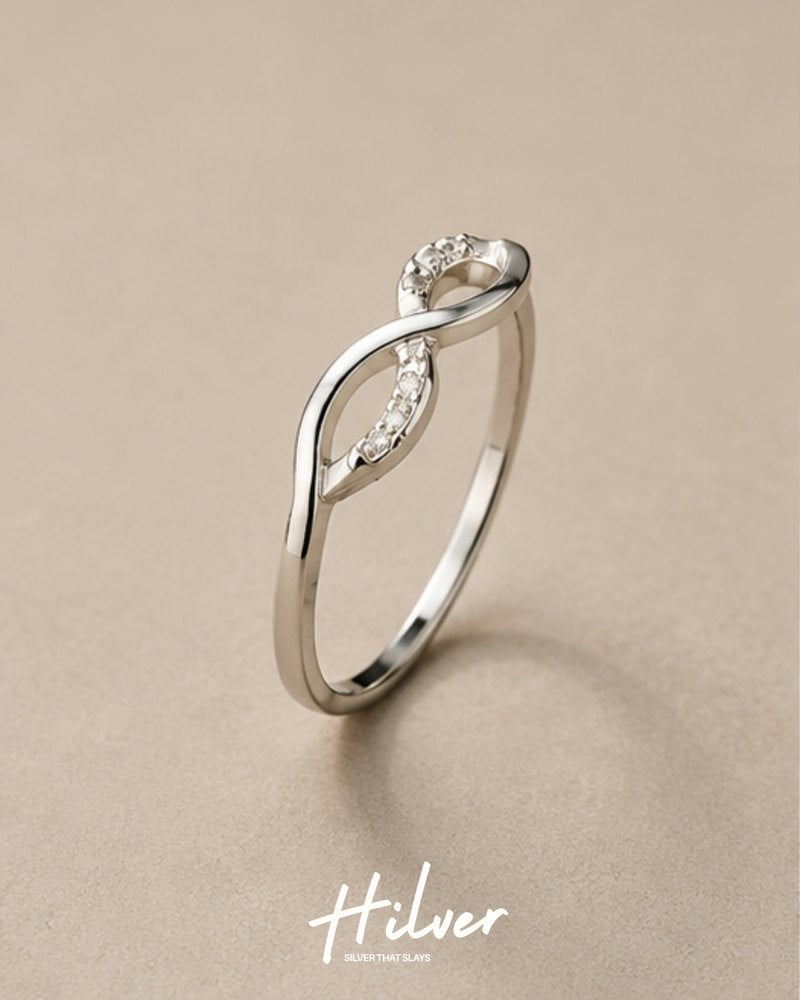 Silver CZ Accent Infinity Twist Ring, view 1