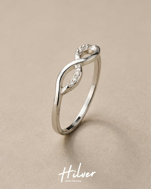 Silver CZ Accent Infinity Twist Ring, view 1