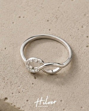 Silver CZ Accent Infinity Twist Ring, view 2