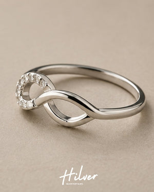 Silver CZ Accent Infinity Twist Ring, view 3