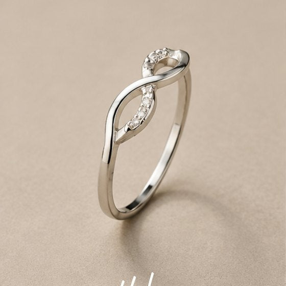 Silver CZ Accent Infinity Twist Ring