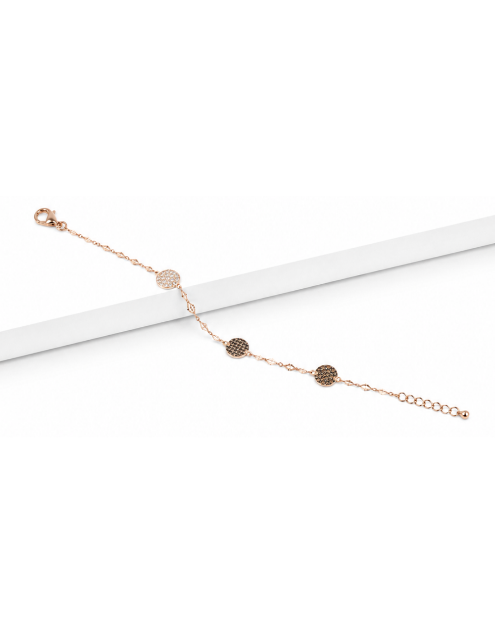 Hilver Gold Plated Textured Disc Station Bracelet, view 3