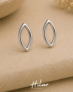 Silver Marquise Eye Frame Stud Earrings, view 1