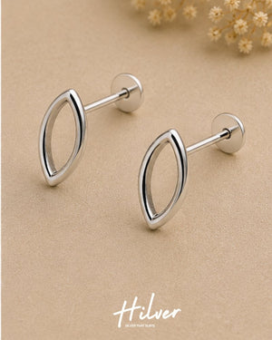 Silver Marquise Eye Frame Stud Earrings, view 2