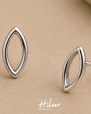 Silver Marquise Eye Frame Stud Earrings, view 3