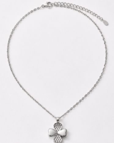Hilver Sterling Silver Mother of Pearl and CZ Pave Flower Necklace