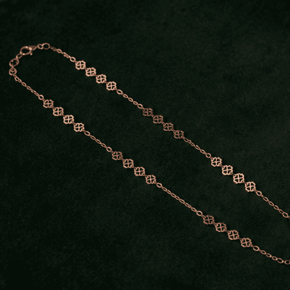 Hilver Rose Gold Four Leaf Clover Link Anklet, view 1