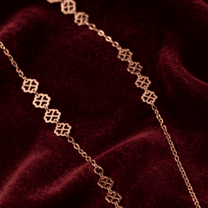 Hilver Rose Gold Four Leaf Clover Link Anklet, view 2