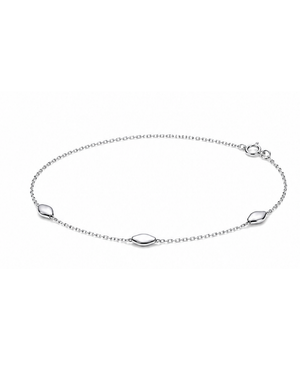 Hilver Sterling Silver Polished Marquise Bead Station Bracelet, view 1
