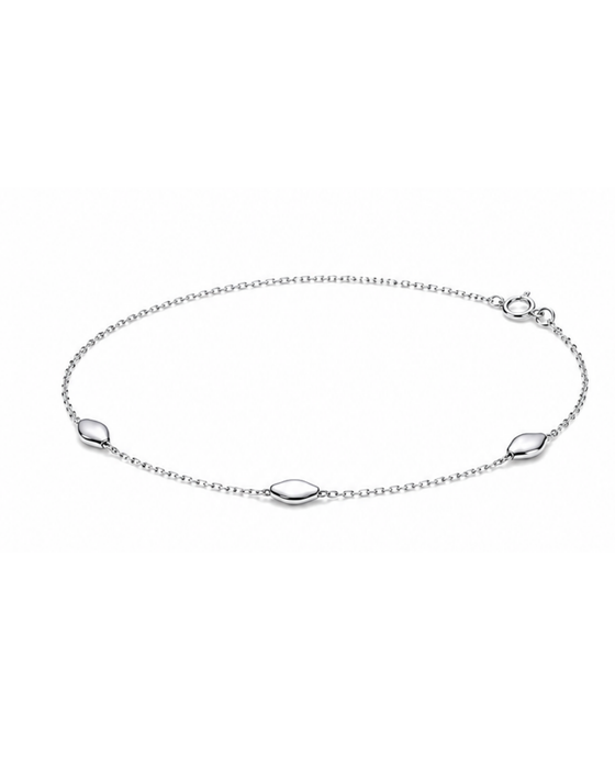 Hilver Sterling Silver Polished Marquise Bead Station Bracelet