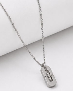Hilver Sterling Silver Mother of Pearl Oval Bar CZ Pendant Necklace, view 2