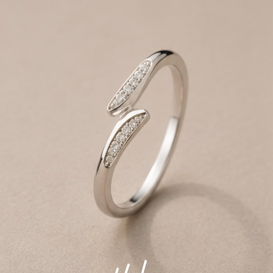 Silver Dual CZ Bar Bypass Ring