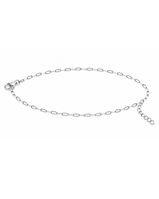 Hilver Sterling Silver Textured Oval Link Chain Bracelet