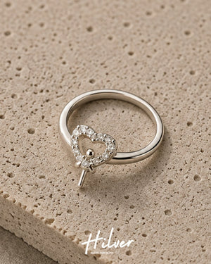 Silver Bow-Tied CZ Open Heart Ring, view 2