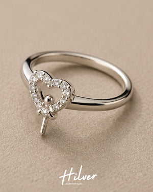 Silver Bow-Tied CZ Open Heart Ring, view 3