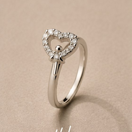 Silver Bow-Tied CZ Open Heart Ring
