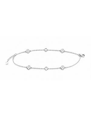 Hilver Sterling Silver Mother of Pearl and Openwork Flower Station Bracelet, view 1