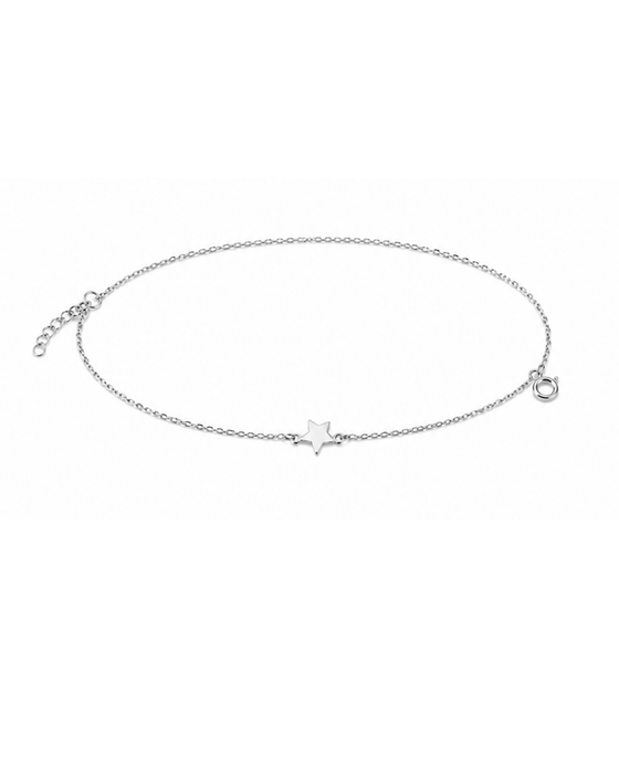 Hilver Sterling Silver Minimalist Star Charm Station Bracelet