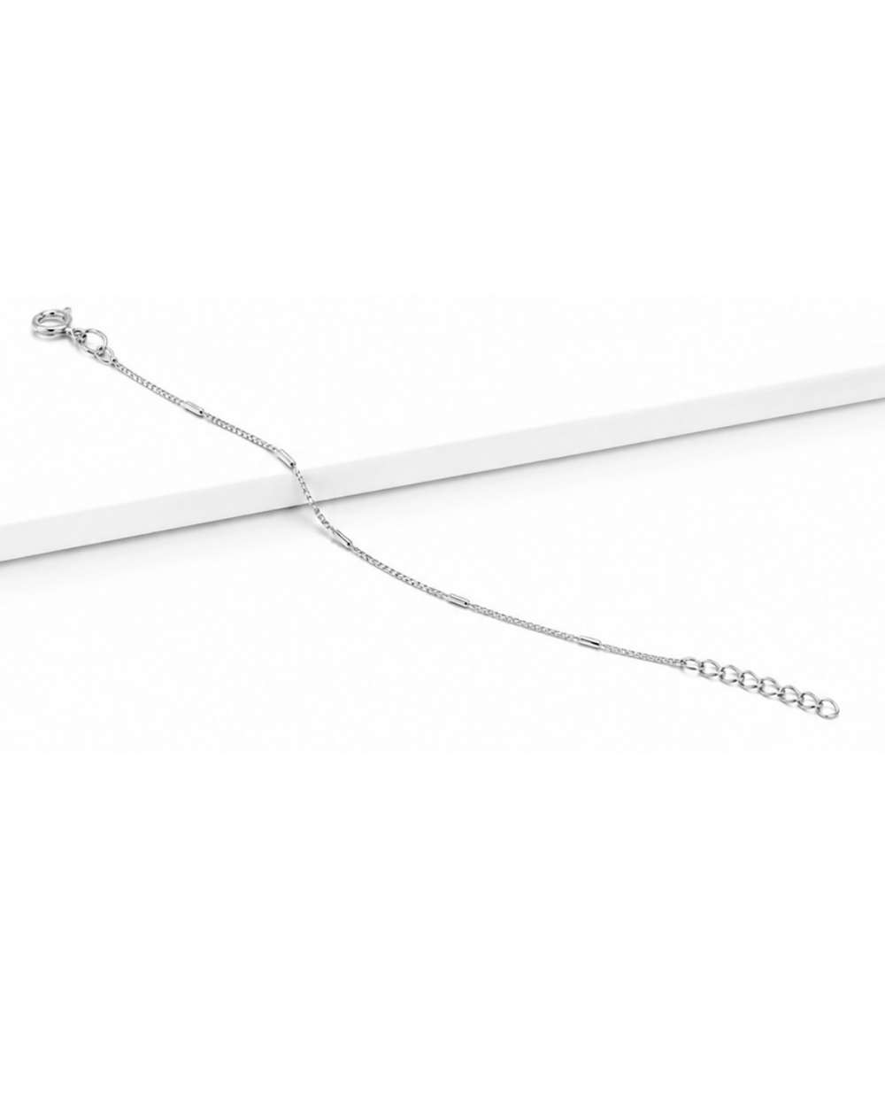Hilver Sterling Silver Diamond Cut Bar Link Chain Bracelet, view 3