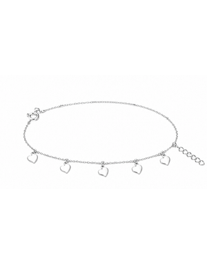 Hilver Sterling Silver Multi Heart Drop Charm Bracelet, view 1