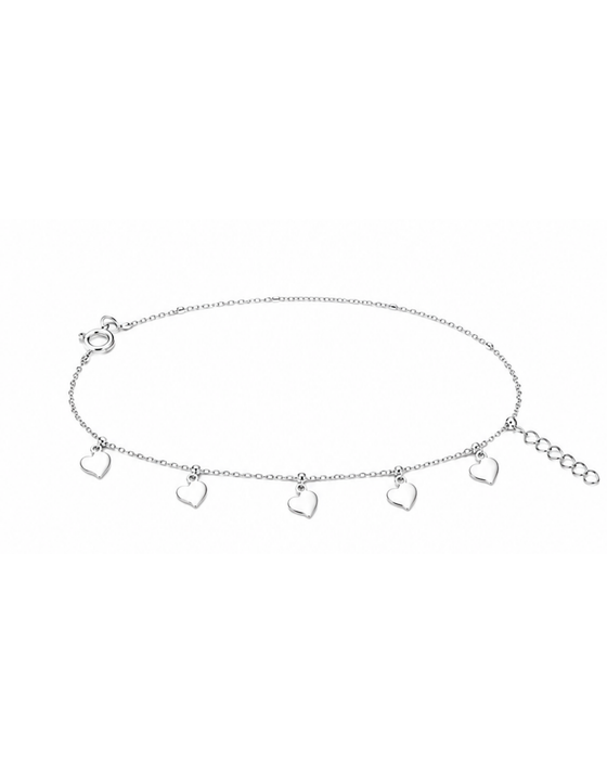 Hilver Sterling Silver Multi Heart Drop Charm Bracelet