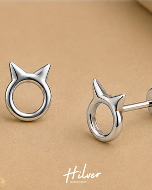 Silver Geometric Circle Ribbon Stud Earrings, view 3
