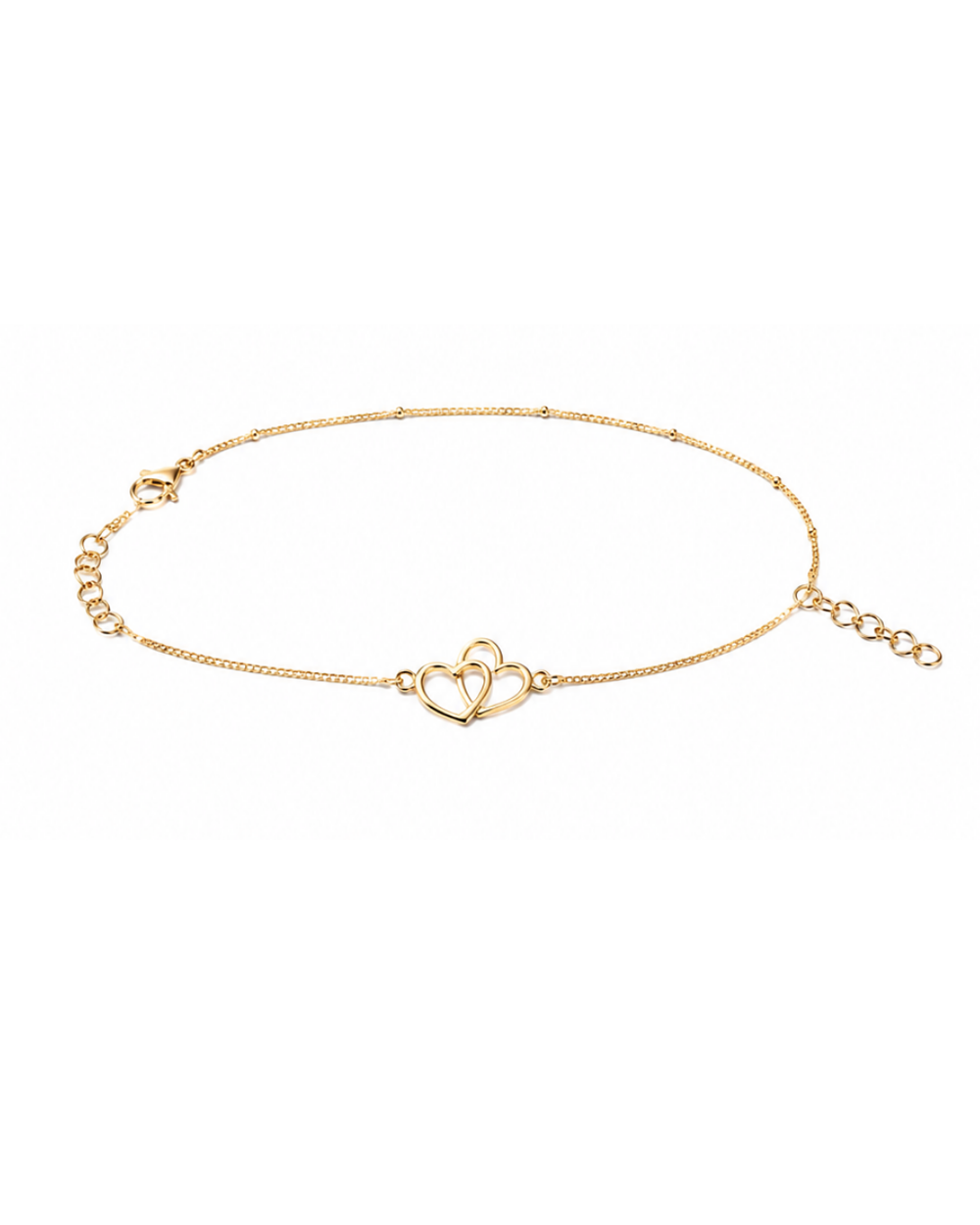Hilver Gold Plated Interlocking Open Heart Charm Bracelet, view 1
