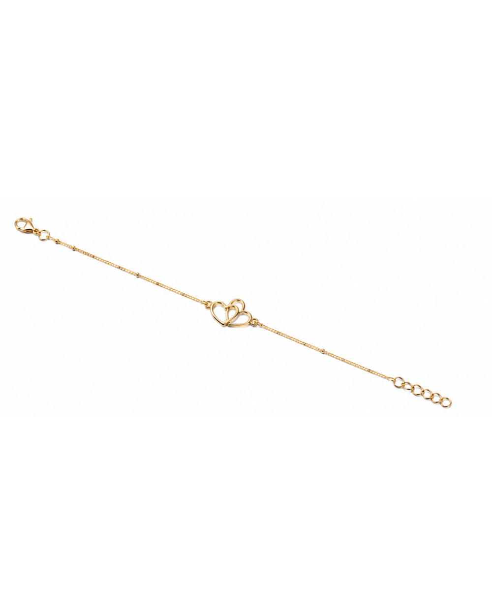 Hilver Gold Plated Interlocking Open Heart Charm Bracelet, view 2