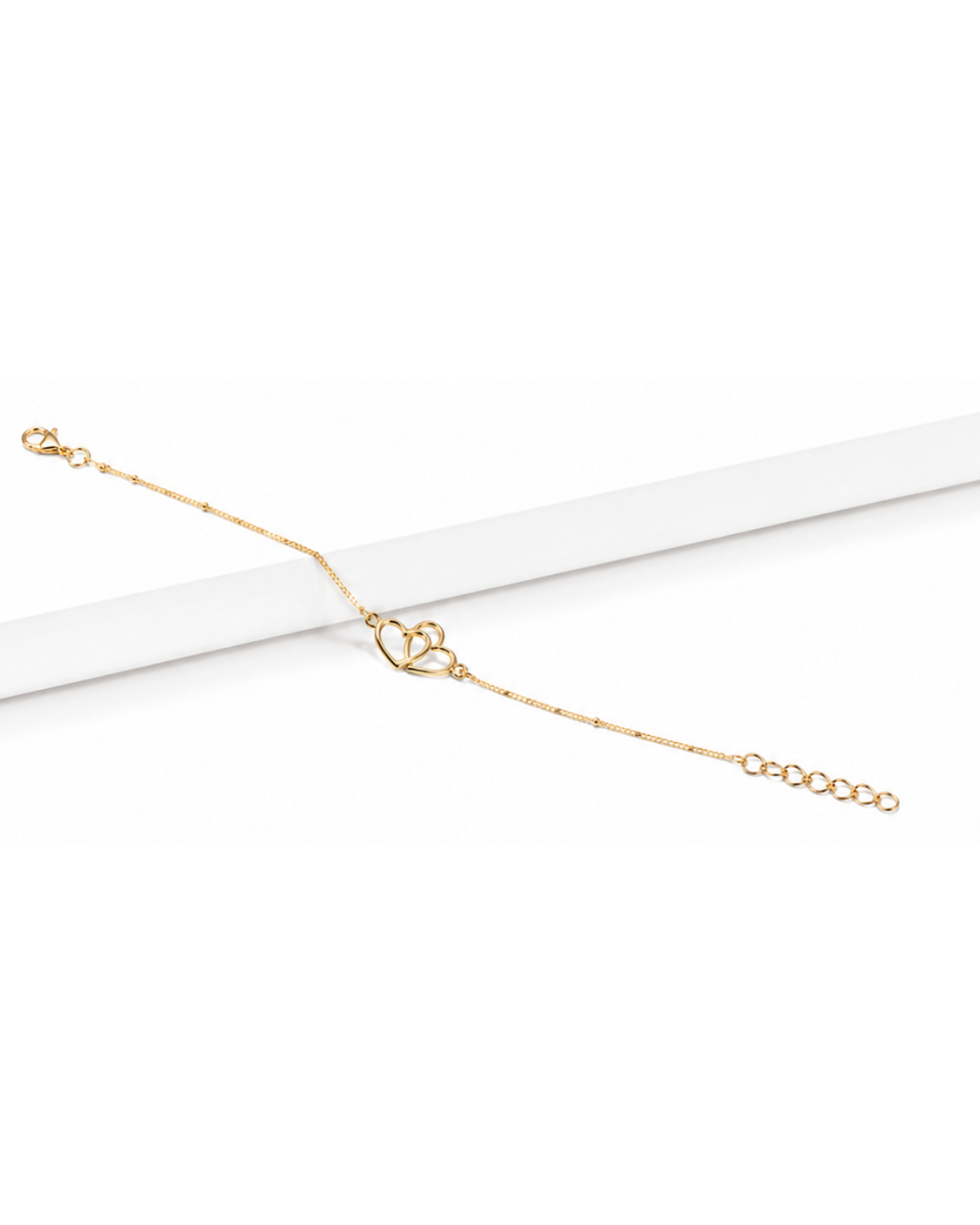 Hilver Gold Plated Interlocking Open Heart Charm Bracelet, view 3