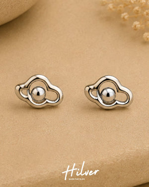 Silver Abstract Swirl Knot Stud Earrings, view 1